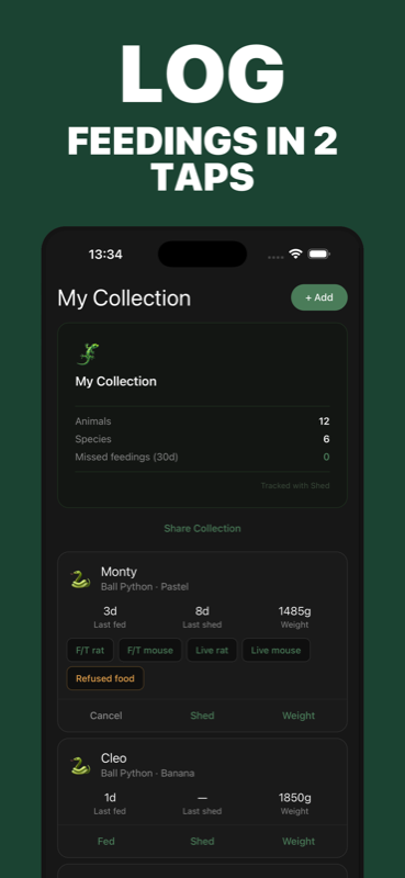 Log feedings in 2 taps